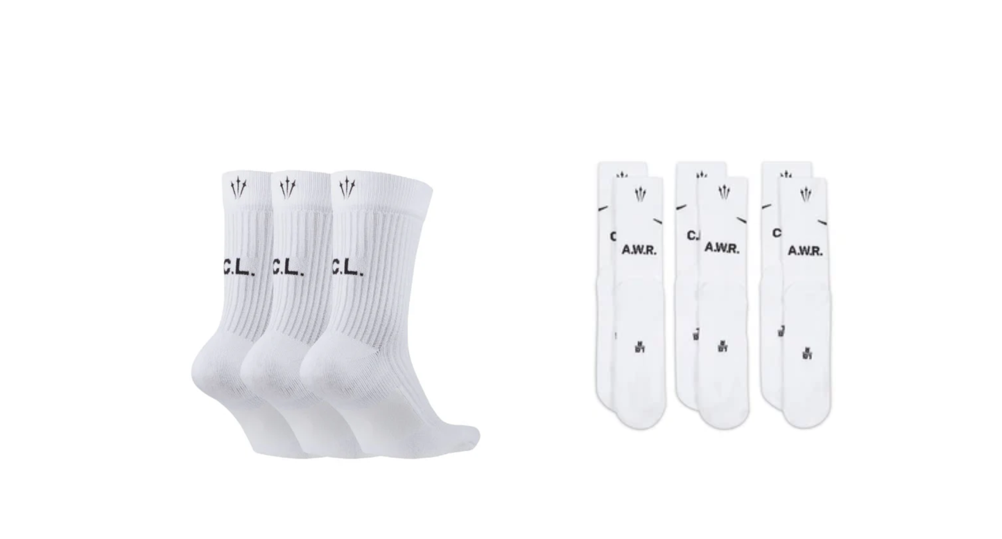 Șosete Nike x NOCTA Crew Pack of 3 Socks 'White' SS23