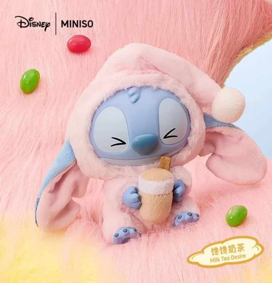 Miniso Top Toy Disney Stitch Eating Something Before Sleep Plush Keychain Single Blind Box