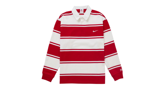 Bluză Supreme X Nike Stripe Rugby Polo Long Sleeve 'Red' SS25