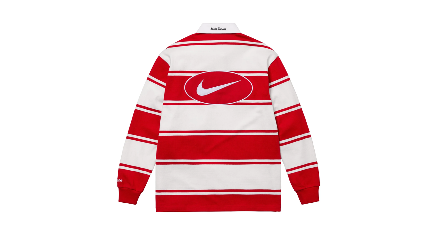Bluză Supreme X Nike Stripe Rugby Polo Long Sleeve 'Red' SS25