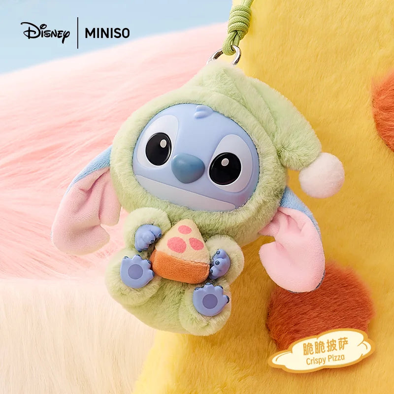 Miniso Top Toy Disney Stitch Eating Something Before Sleep Plush Keychain Single Blind Box