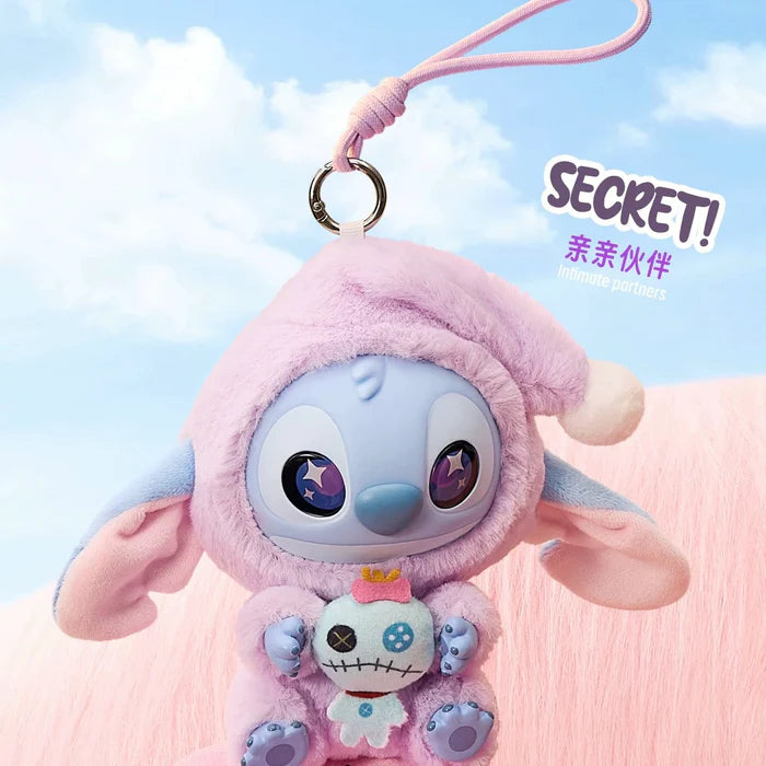 Miniso Top Toy Disney Stitch Eating Something Before Sleep Plush Keychain Single Blind Box